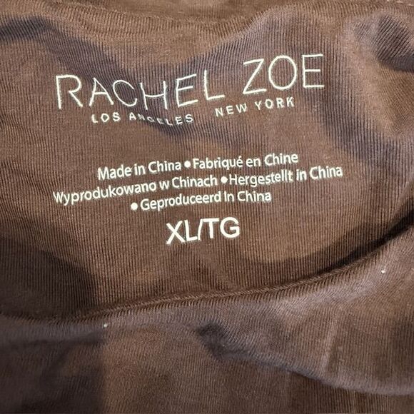 Rachel Zoe Double Layer Long Sleeve Stretch Fitted Top Dark Brown Size XL - Picture 4 of 10